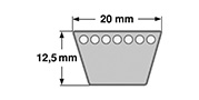 V-snaren type 20 x 12,5  mm